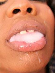 Sexy ebony sucker swallows a load of semen